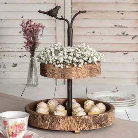 Bird and Birch Two Tiered Tray