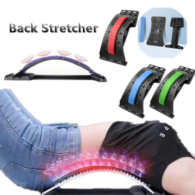 Back Stretcher Adjustable Back Cracker Massage Waist Neck Fitness Lumbar Cervical Spine Support Pain Relief (Color: Blue, Style: Magnetotherapy)