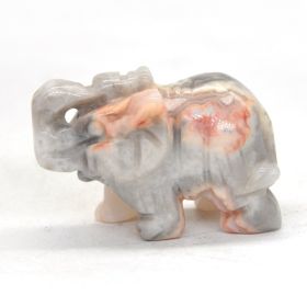 Elephant Statue Natural Gemstone Carved Healing Crystal Amethyst Quartz Animals Figurine Reiki Stones Lucky Decoration Wholesale (Color: Crazy Agate, size: 1.5 IN)