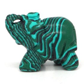 Elephant Statue Natural Gemstone Carved Healing Crystal Amethyst Quartz Animals Figurine Reiki Stones Lucky Decoration Wholesale (Color: Malachite, size: 2 IN)