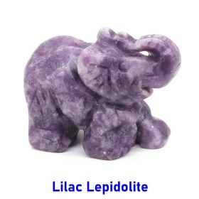 Elephant Statue Natural Gemstone Carved Healing Crystal Amethyst Quartz Animals Figurine Reiki Stones Lucky Decoration Wholesale (Color: Lilac Lepidolite, size: 1.5 IN)