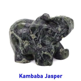 Elephant Statue Natural Gemstone Carved Healing Crystal Amethyst Quartz Animals Figurine Reiki Stones Lucky Decoration Wholesale (Color: Kambaba Jasper, size: 1.5 IN)