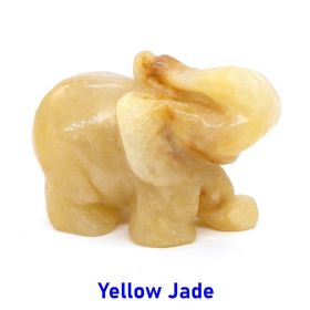 Elephant Statue Natural Gemstone Carved Healing Crystal Amethyst Quartz Animals Figurine Reiki Stones Lucky Decoration Wholesale (Color: Yellow Jade, size: 1.5 IN)