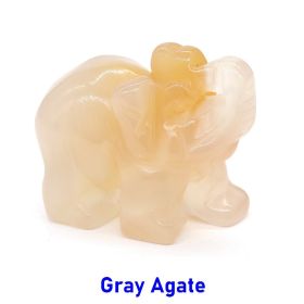 Elephant Statue Natural Gemstone Carved Healing Crystal Amethyst Quartz Animals Figurine Reiki Stones Lucky Decoration Wholesale (Color: Grey Agate, size: 2 IN)