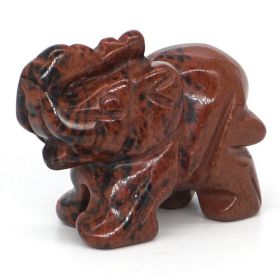 Elephant Statue Natural Gemstone Carved Healing Crystal Amethyst Quartz Animals Figurine Reiki Stones Lucky Decoration Wholesale (Color: Red Mahogany, size: 2 IN)