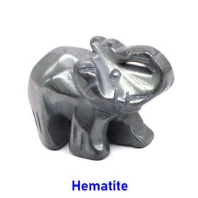 Elephant Statue Natural Gemstone Carved Healing Crystal Amethyst Quartz Animals Figurine Reiki Stones Lucky Decoration Wholesale (Color: Hematite, size: 1.5 IN)