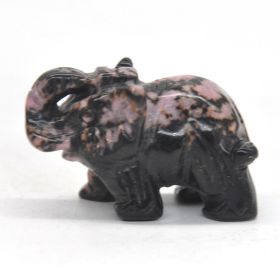 Elephant Statue Natural Gemstone Carved Healing Crystal Amethyst Quartz Animals Figurine Reiki Stones Lucky Decoration Wholesale (Color: Rhodonite, size: 2 IN)