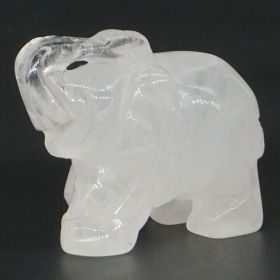 Elephant Statue Natural Gemstone Carved Healing Crystal Amethyst Quartz Animals Figurine Reiki Stones Lucky Decoration Wholesale (Color: Clear Quartz Crystal, size: 2 IN)