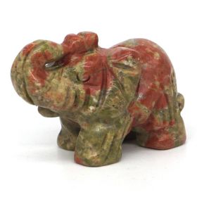 Elephant Statue Natural Gemstone Carved Healing Crystal Amethyst Quartz Animals Figurine Reiki Stones Lucky Decoration Wholesale (Color: Unakite, size: 2 IN)