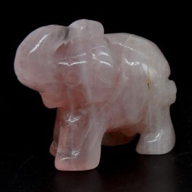 Elephant Statue Natural Gemstone Carved Healing Crystal Amethyst Quartz Animals Figurine Reiki Stones Lucky Decoration Wholesale (Color: Rose Quartz, size: 2 IN)