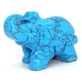 Elephant Statue Natural Gemstone Carved Healing Crystal Amethyst Quartz Animals Figurine Reiki Stones Lucky Decoration Wholesale (Color: Blue Turquoise, size: 2 IN)