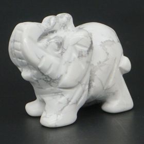 Elephant Statue Natural Gemstone Carved Healing Crystal Amethyst Quartz Animals Figurine Reiki Stones Lucky Decoration Wholesale (Color: White Turquoise, size: 1.5 IN)