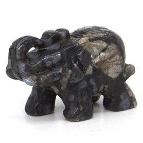 Elephant Statue Natural Gemstone Carved Healing Crystal Amethyst Quartz Animals Figurine Reiki Stones Lucky Decoration Wholesale (Color: Rhyolite, size: 1.5 IN)