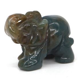 Elephant Statue Natural Gemstone Carved Healing Crystal Amethyst Quartz Animals Figurine Reiki Stones Lucky Decoration Wholesale (Color: India Agate, size: 1.5 IN)