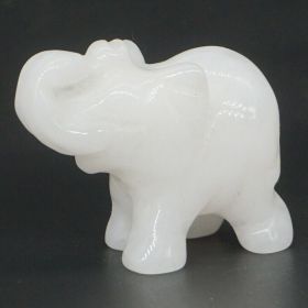 Elephant Statue Natural Gemstone Carved Healing Crystal Amethyst Quartz Animals Figurine Reiki Stones Lucky Decoration Wholesale (Color: White Jade, size: 2 IN)