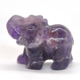 Elephant Statue Natural Gemstone Carved Healing Crystal Amethyst Quartz Animals Figurine Reiki Stones Lucky Decoration Wholesale (Color: Amethyst, size: 1.5 IN)