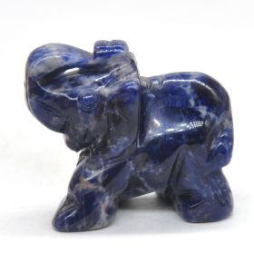 Elephant Statue Natural Gemstone Carved Healing Crystal Amethyst Quartz Animals Figurine Reiki Stones Lucky Decoration Wholesale (Color: Blue Sodalite, size: 1.5 IN)