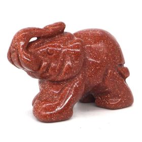 Elephant Statue Natural Gemstone Carved Healing Crystal Amethyst Quartz Animals Figurine Reiki Stones Lucky Decoration Wholesale (Color: Red Goldstone Sand, size: 1.5 IN)