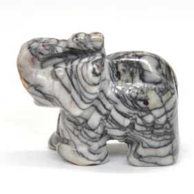 Elephant Statue Natural Gemstone Carved Healing Crystal Amethyst Quartz Animals Figurine Reiki Stones Lucky Decoration Wholesale (Color: Chinese Picasso, size: 2 IN)