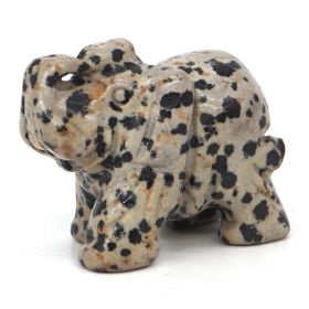 Elephant Statue Natural Gemstone Carved Healing Crystal Amethyst Quartz Animals Figurine Reiki Stones Lucky Decoration Wholesale (Color: Dalmation Jasper, size: 1.5 IN)