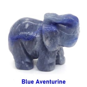 Elephant Statue Natural Gemstone Carved Healing Crystal Amethyst Quartz Animals Figurine Reiki Stones Lucky Decoration Wholesale (Color: Blue Aventurine, size: 2 IN)