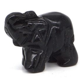 Elephant Statue Natural Gemstone Carved Healing Crystal Amethyst Quartz Animals Figurine Reiki Stones Lucky Decoration Wholesale (Color: Black Obsidian, size: 2 IN)