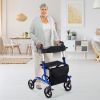 2 In 1 Folding Aluminum Seniors With Seat Rollator Walker